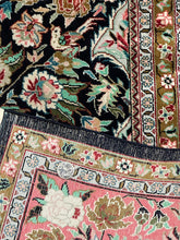 Load image into Gallery viewer, Vintage Hand-Knotted Rug Persian Silk Tabriz Pink Floral Design 4&#39; x 6&#39;4
