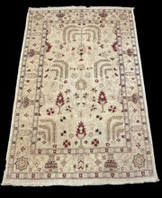 Load image into Gallery viewer, Hand-Knotted Vintage Wool Rug Beige Turkish Tree of Life Design 4&#39;1 x 6&#39;3
