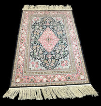 Load image into Gallery viewer, Vintage Hand-Knotted Rug Persian Silk Tabriz Pink Floral Design 4&#39; x 6&#39;4
