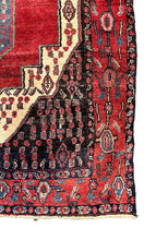 Load image into Gallery viewer, Hand-Knotted Vintage Persian Rug Hamadan Design Red 3&#39;11 x 4&#39;10 Wool
