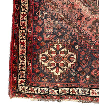 Load image into Gallery viewer, Hand-Knotted Vintage Persian Shiraz Wool Rug Red 3&#39;11 x 5&#39;4
