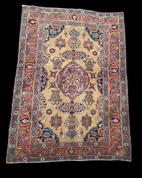 Handmade Vintage Wool Rug Colorful Persian Kerman Floral Design 2'11 x 4'9