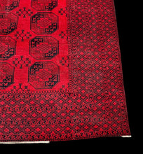 Load image into Gallery viewer, Vintage Hand-Knotted Wool Rug Stunning Red Afghan Turkmen Design 8&#39;2 x 11&#39;
