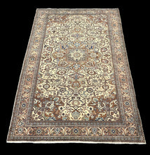 Load image into Gallery viewer, Vintage Hand-Knotted Wool Rug Persian Kashan Ivory Floral Pattern 6&#39;6 x 10&#39;
