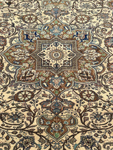 Load image into Gallery viewer, Vintage Hand-Knotted Wool Rug Persian Kashan Ivory Floral Pattern 6&#39;6 x 10&#39;
