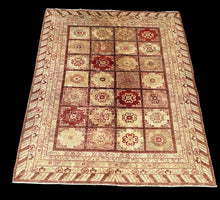 Load image into Gallery viewer, Vintage Hand-Knotted Wool Rug Persian Oriental Design in Ivory/ Red 7&#39;11 x 9&#39;7
