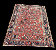 Load image into Gallery viewer, Vintage Hand-Knotted Wool Rug Persian Heriz Oriental Pattern in Red 8&#39;4 x 11&#39;
