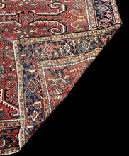 Load image into Gallery viewer, Vintage Hand-Knotted Wool Rug Persian Heriz Oriental Pattern in Red 8&#39;4 x 11&#39;
