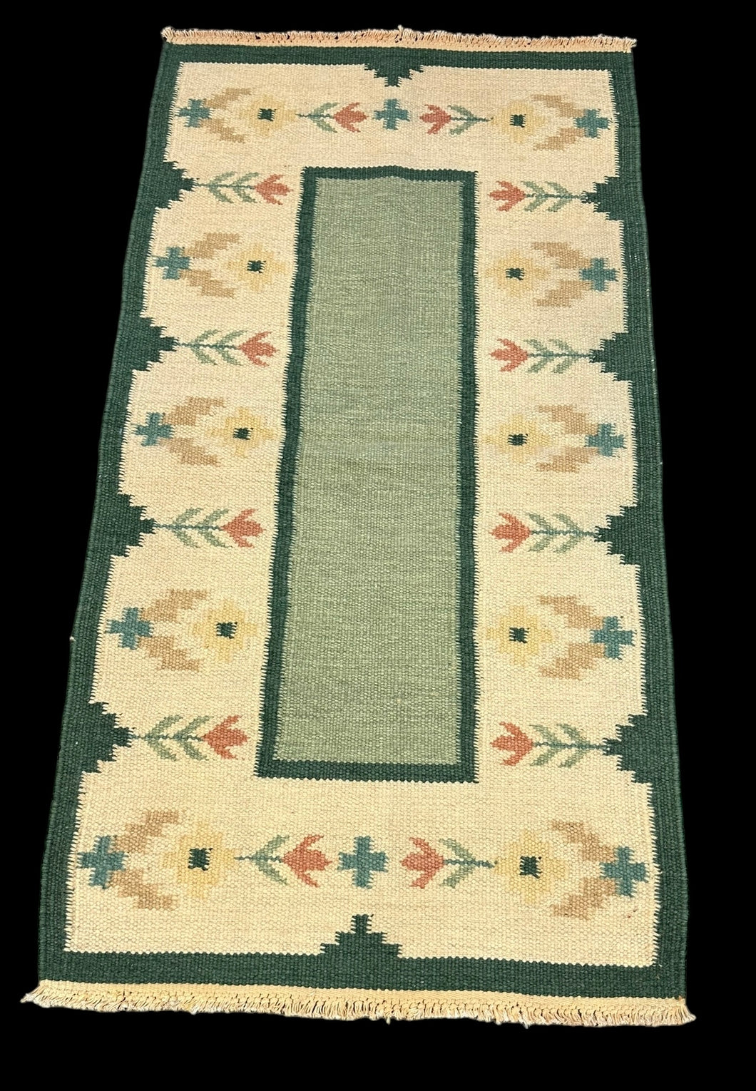 Handmade Vintage Wool Rug Multicolor Turkish Kilim Geometric Design 2'8 x 5'