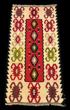 Load image into Gallery viewer, Handmade Vintage Wool Rug Colorful Turkish Kilim Geometric Pattern 2&#39; x 4&#39;
