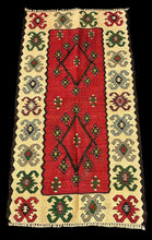 Load image into Gallery viewer, Handmade Vintage Wool Rug Multicolor Turkish Kilim Geometric Design 2&#39; x 4&#39;
