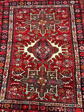 Load image into Gallery viewer, Stunning Handmade Vintage Wool Rug Red Persian Heriz Design 3&#39;4 x 4&#39;6
