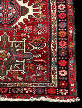 Load image into Gallery viewer, Stunning Handmade Vintage Wool Rug Red Persian Heriz Design 3&#39;4 x 4&#39;6
