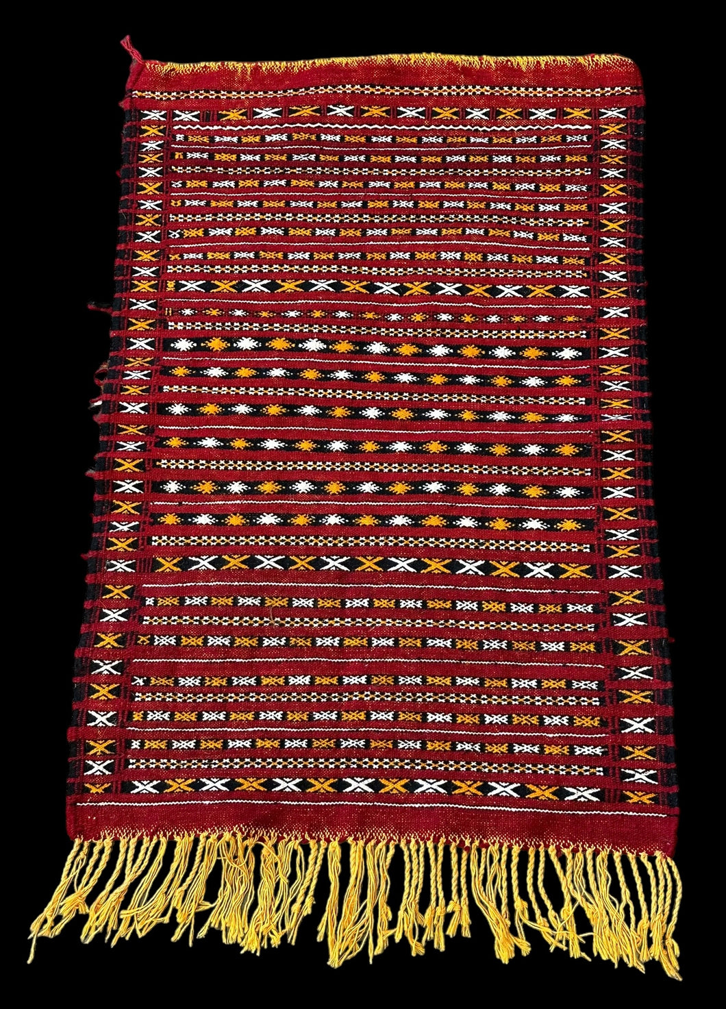 Handmade Vintage Wool Rug Red Moroccan Berber Tribal Design 2' x 3'