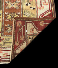 Load image into Gallery viewer, Beautiful Vintage Handmade Wool Rug Colorful Turkish Oriental Design 3&#39;11 x 7&#39;6
