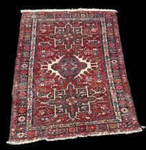 Load image into Gallery viewer, Stunning Handmade Vintage Wool Rug Red Persian Heriz Design 3&#39;4 x 4&#39;6
