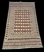 Load image into Gallery viewer, Handmade Vintage Wool Rug Persian Kilim Colorful Soumak Design 4&#39; x 6&#39;9
