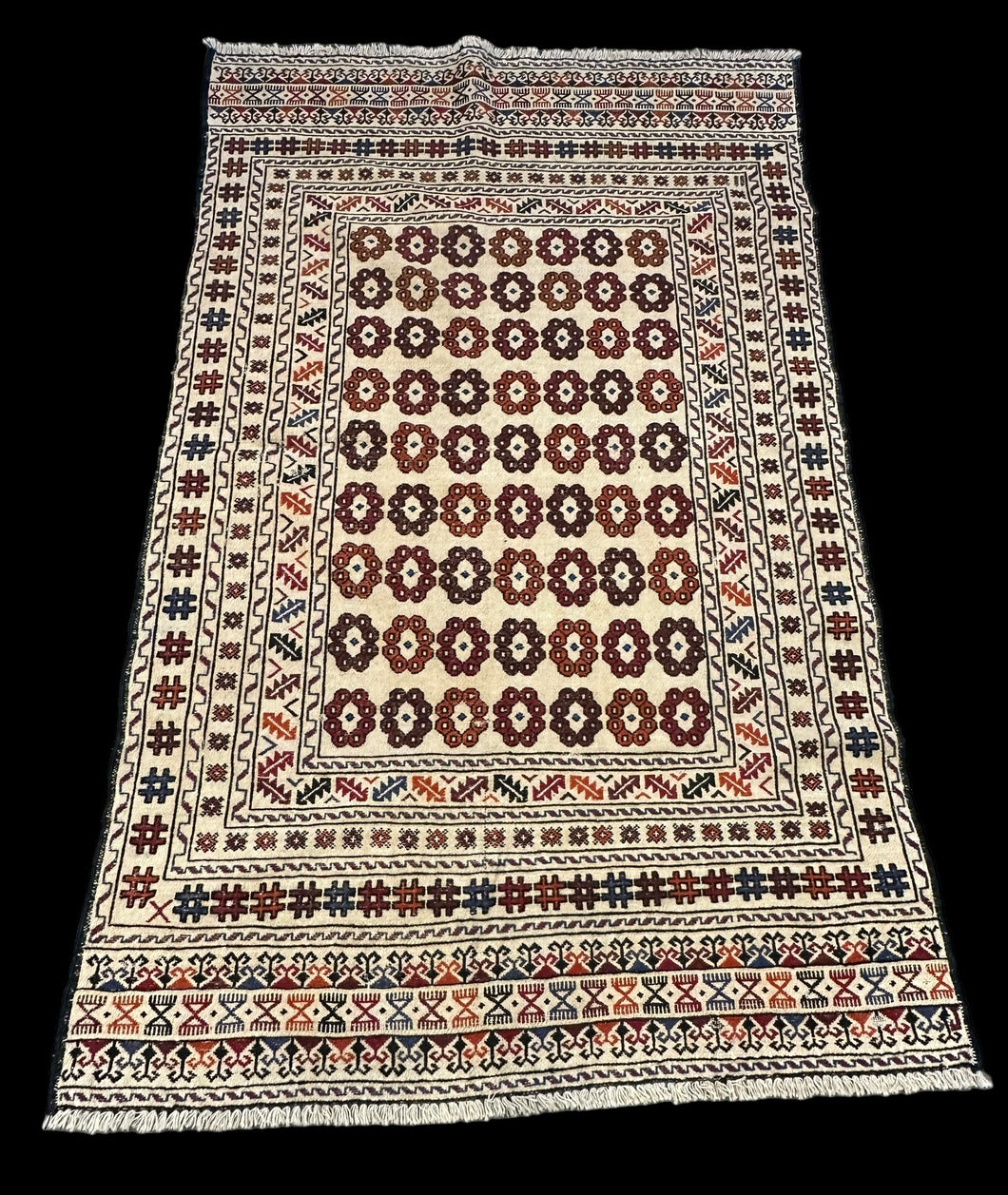 Handmade Vintage Wool Rug Persian Kilim Colorful Soumak Design 4' x 6'9