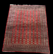 Load image into Gallery viewer, Vintage Handmade Wool Rug Red Pakistani Bokhara * Torn * 8&#39;3 x 10&#39;
