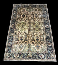 Load image into Gallery viewer, Handmade Vintage Wool Rug Indian Oriental Design in Dark Colors 5&#39;9 x 8&#39;9
