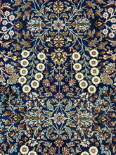 Load image into Gallery viewer, Handmade Vintage Wool Runner Rug Persian Floral Pattern Navy Blue 2&#39;9 x 5&#39;8
