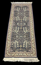 Load image into Gallery viewer, Handmade Vintage Wool Runner Rug Persian Floral Pattern Navy Blue 2&#39;9 x 5&#39;8
