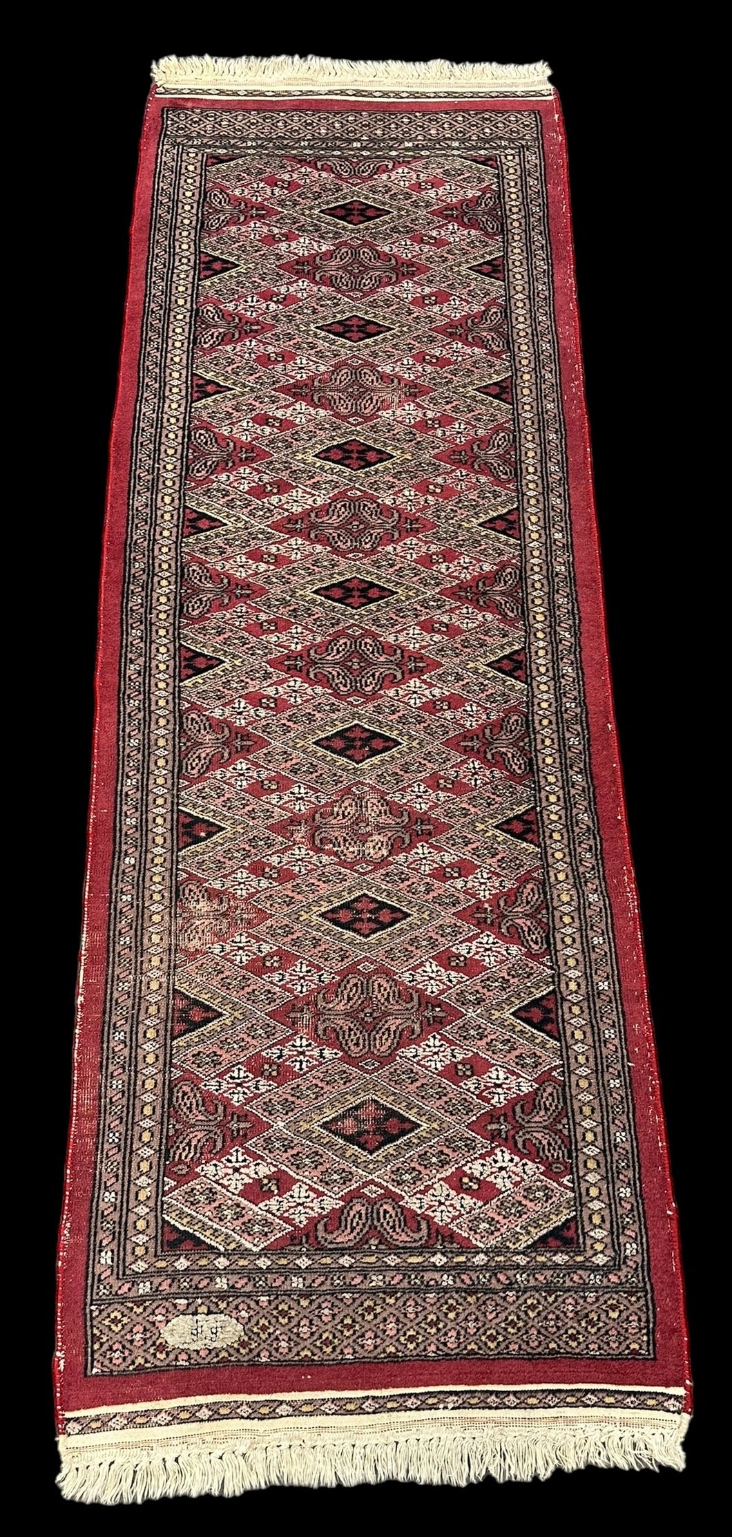 Handmade Vintage Wool Runner Rug Red Persian Oriental Design 2' x 6'