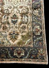 Load image into Gallery viewer, Handmade Vintage Wool Rug Indian Oriental Design in Dark Colors 5&#39;9 x 8&#39;9
