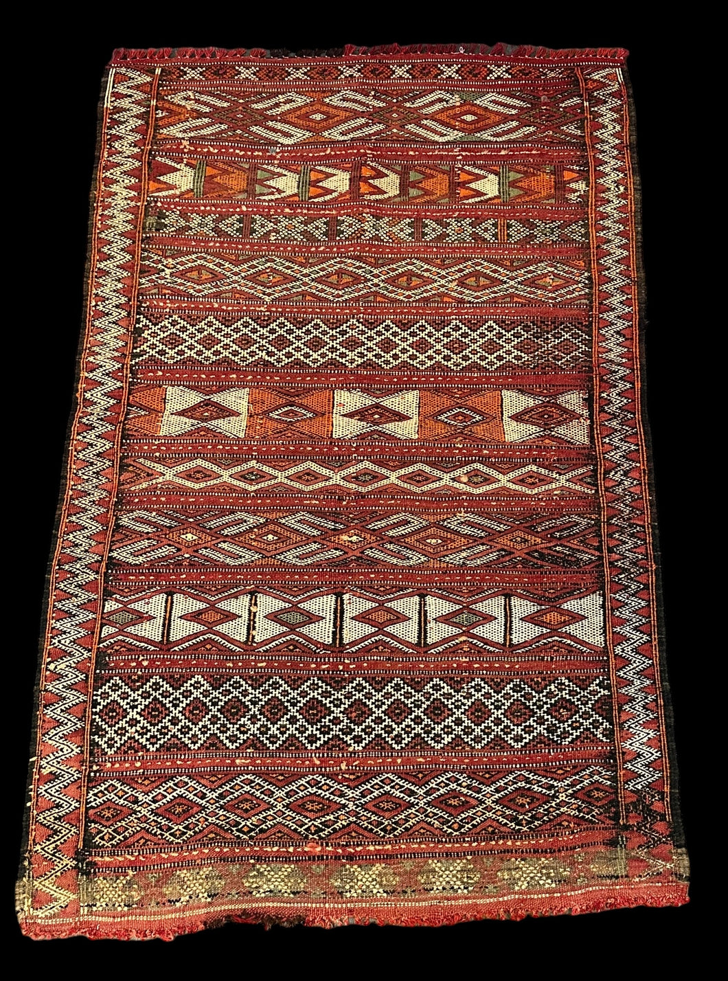 Handmade Vintage Wool Rug Red Moroccan Berber Tribal Pattern 2'7 x 4'