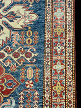 Load image into Gallery viewer, Handmade Vintage Wool Rug Colorful Caucasian Kazak Design 3&#39;4 x 5&#39;6
