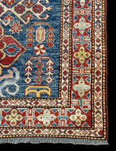 Load image into Gallery viewer, Handmade Vintage Wool Rug Colorful Caucasian Kazak Design 3&#39;4 x 5&#39;6
