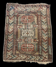 Load image into Gallery viewer, Antique Handmade Wool Rug Persian Oriental Design in Bold Colors 3&#39;9 x 4&#39;9
