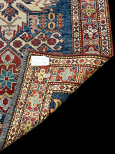 Load image into Gallery viewer, Handmade Vintage Wool Rug Colorful Caucasian Kazak Design 3&#39;4 x 5&#39;6
