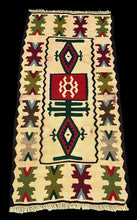 Load image into Gallery viewer, Handmade Vintage Wool Rug Multicolor Turkish Kilim Geometric Design 2&#39;4 x 4&#39;7
