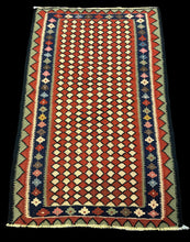 Load image into Gallery viewer, Handmade Vintage Wool Rug Colorful Turkish Kilim Geometric Design 3&#39;4 x 5&#39;3
