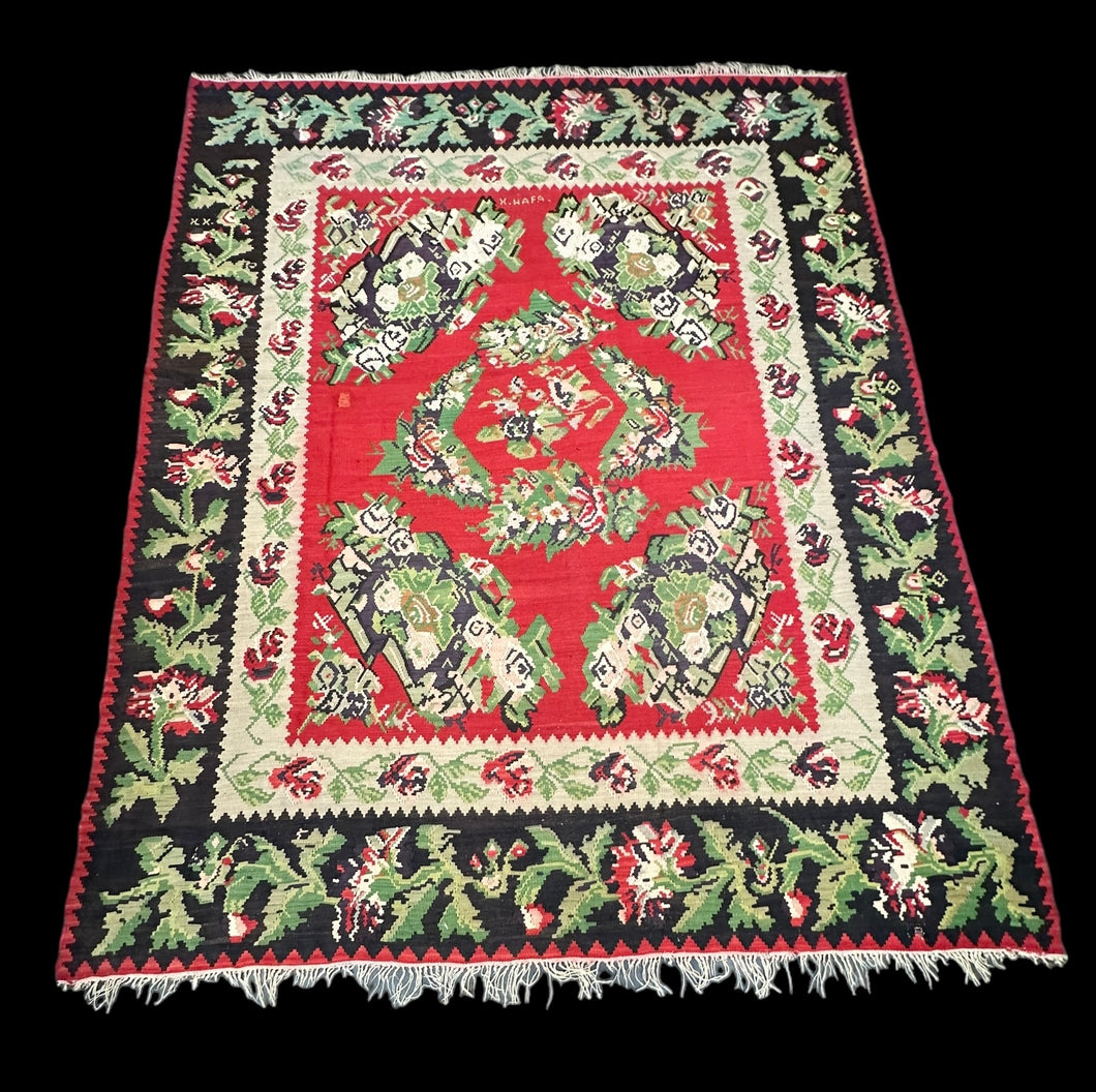 Vintage Handwoven Turkish Bessarabian Colorful Floral Design 8'9 x 10'9 *Damaged