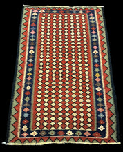 Load image into Gallery viewer, Handmade Vintage Wool Rug Colorful Turkish Kilim Geometric Design 3&#39;4 x 5&#39;3
