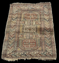 Load image into Gallery viewer, Antique Handmade Wool Rug Persian Oriental Design in Bold Colors 3&#39;9 x 4&#39;9
