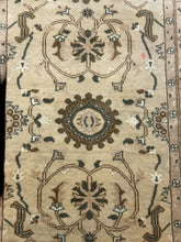 Load image into Gallery viewer, Hand-Knotted Vintage Wool Rug Beige Turkish Floral Design 3&#39;4 x 4&#39;10
