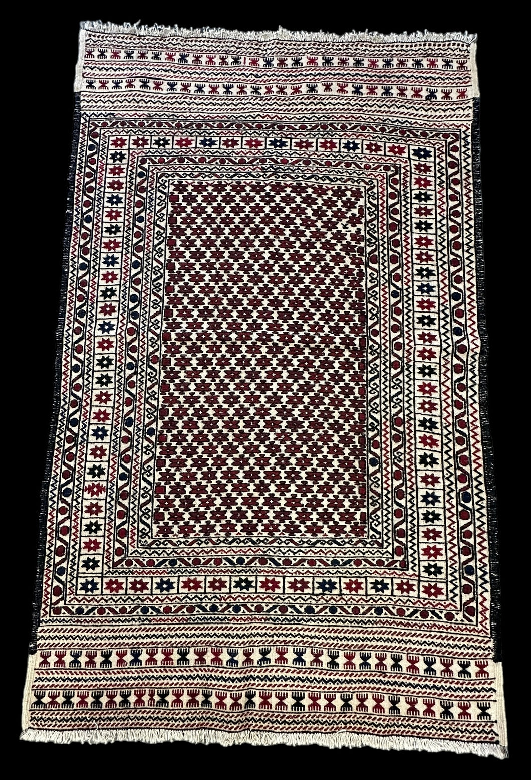 Handmade Vintage Wool Rug Colorful Persian Kilim Soumak Design 3'11 x 6'7