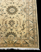 Load image into Gallery viewer, Hand-Knotted Vintage Wool Rug Beige Turkish Floral Design 3&#39;4 x 4&#39;10
