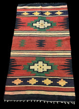 Load image into Gallery viewer, Handmade Vintage Wool Rug Multicolor Turkish Kilim Geometric Design 3&#39; x 5&#39;7
