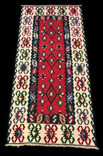 Load image into Gallery viewer, Handmade Vintage Wool Rug Multicolor Turkish Kilim Geometric Design 3&#39;1 x 6&#39;5
