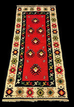 Load image into Gallery viewer, Handmade Vintage Wool Rug Multicolor Turkish Kilim Geometric Design 3&#39; x 6&#39;
