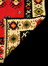 Load image into Gallery viewer, Handmade Vintage Wool Rug Multicolor Turkish Kilim Geometric Design 3&#39; x 6&#39;
