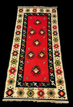 Load image into Gallery viewer, Handmade Vintage Wool Rug Multicolor Turkish Kilim Geometric Design 3&#39; x 6&#39;
