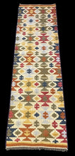 Load image into Gallery viewer, Handmade Vintage Wool Rug Multicolor Turkish Kilim Geometric Design 2&#39;1 x 7&#39;3
