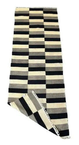 Handmade Vintage Rug Turkish Kilim Design Black/ White Stripe Design 2'3 x 6'5 I Got Rugs