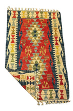 Load image into Gallery viewer, Hand-Woven Vintage Turkish Kilim Wool Rug Multicolor Diamond Design 2&#39;8 x 4&#39;6
